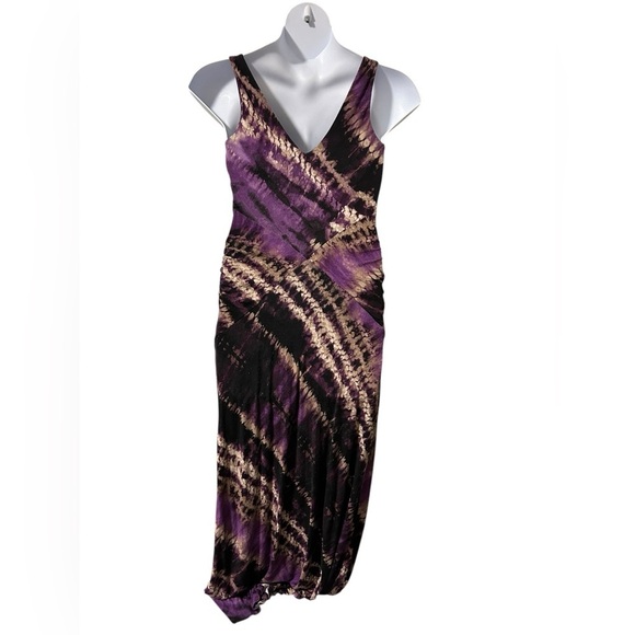 Purple V neck boho goth fairy y2k hippie witchy whimsigoth maxi dress medium - Picture 7 of 10